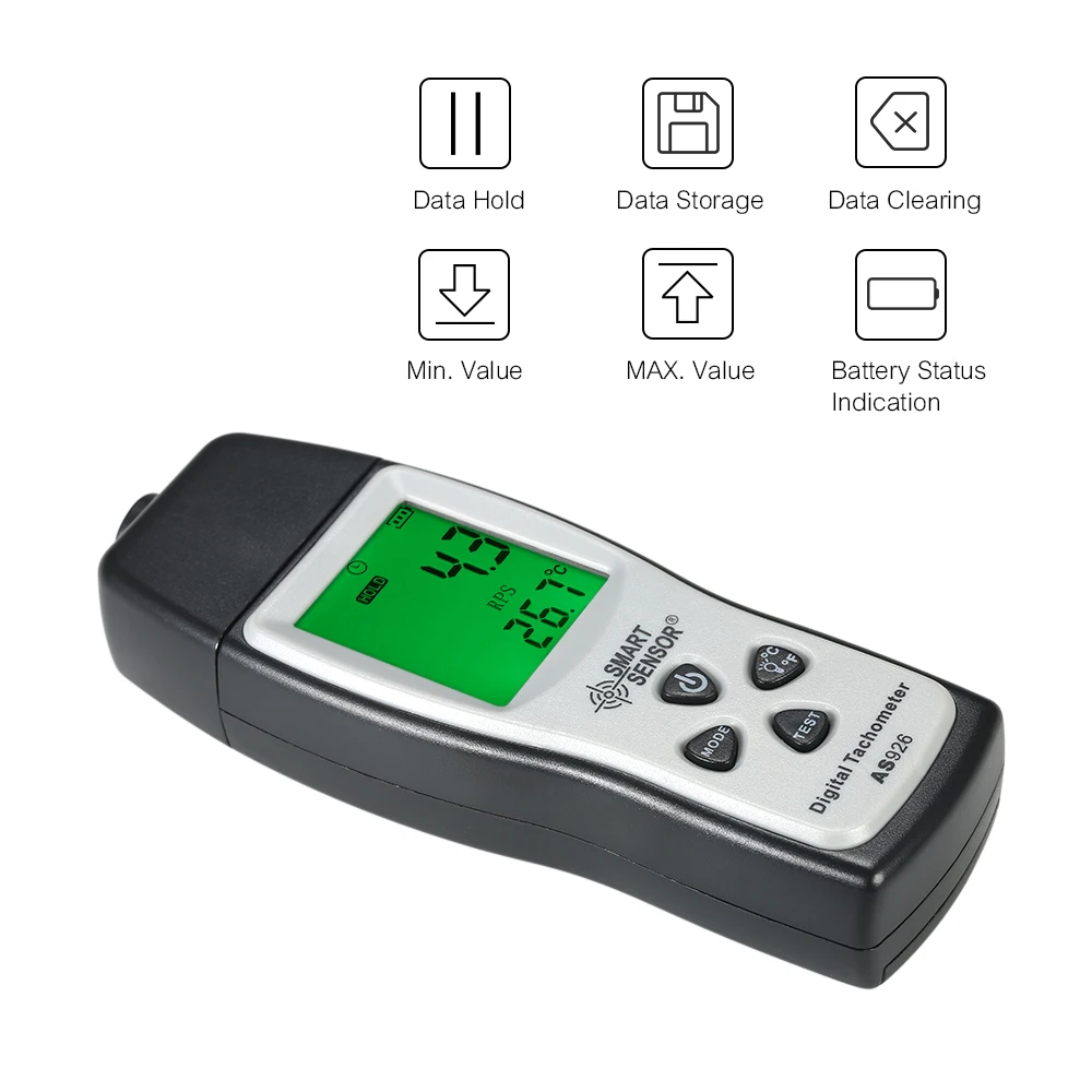 

SMART SENSOR Digital Tachometer mini 100RPM-30000RPM Motor Speed Meter Laser Non-Contact Photo rpm meter + 3pcs Reflective Tape