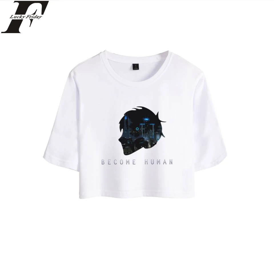 LUCKYFRIDAYF 2018 New Detroit Become Human Crop Top T-shirt Kpop Hip Hop Short Sleeve Tshirts Women Hot Game Cotton Sexy Clothes Tops