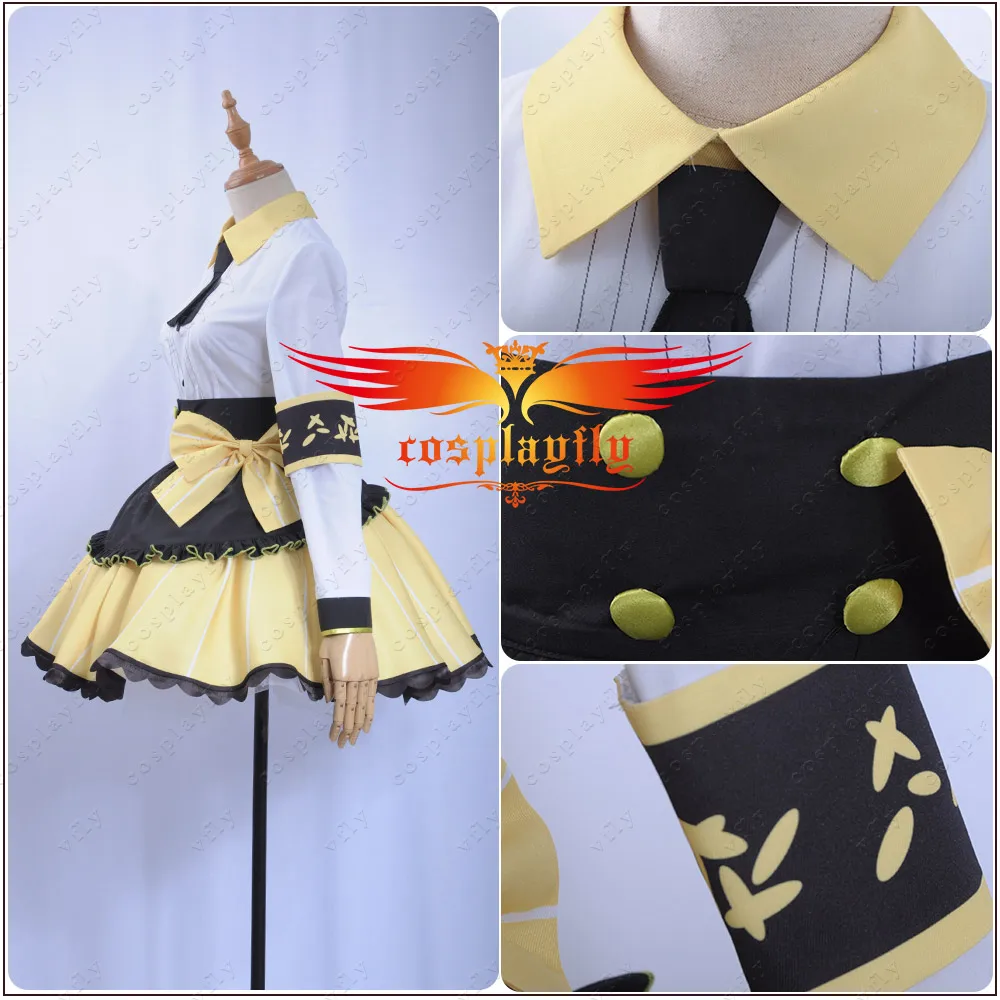 Аниме Love live Косплей Чай Вечерние Unawakened Hoshizora Рин Косплей Костюм Униформа горничной желтая юбка рубашка-корсет шпилька носки