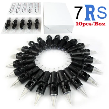 

10Pcs/Lot New 7RS Professional Black Disposable Cartidges Permanent Makeup Needles for Tattoo Eyebrow Needles agulha tatuagem