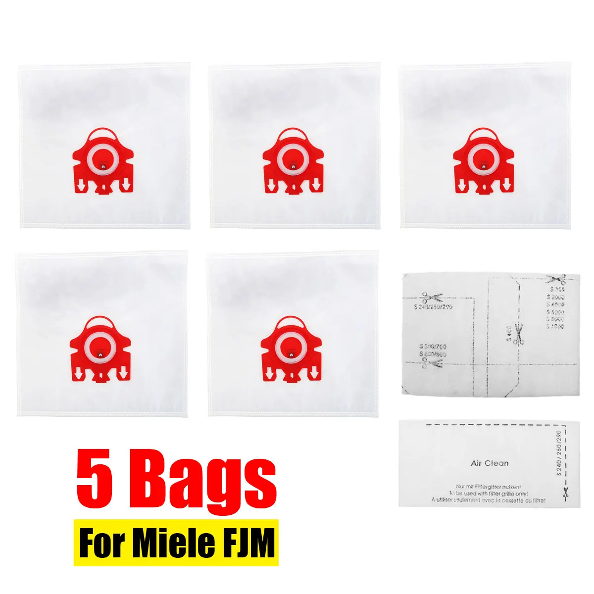 

5Pcs For Miele FJM Dual Layer Vacuum Cleaner Hoover Dust Bags +2 Filters DVC Set