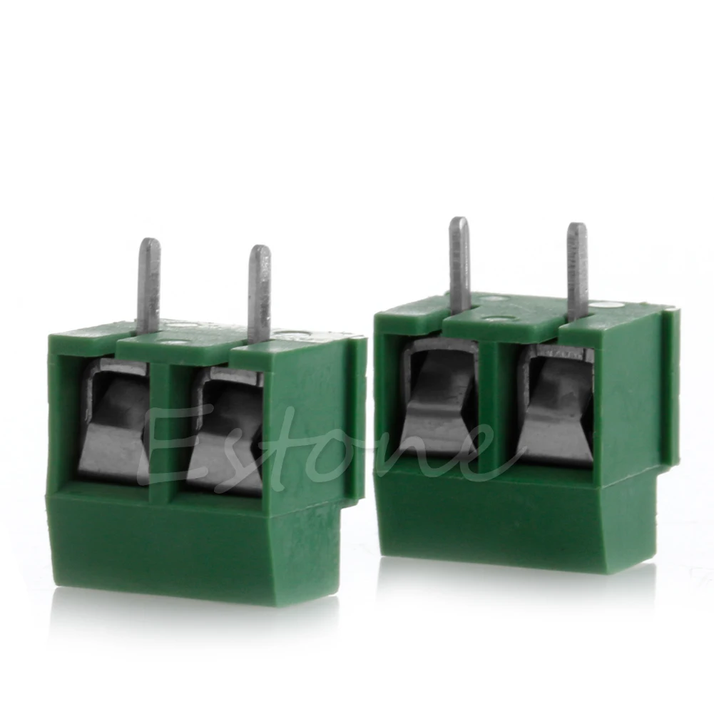 

2pcs 300V 10A 2P Male PCB Screw Terminal Block Connector 5mm Pitch Green