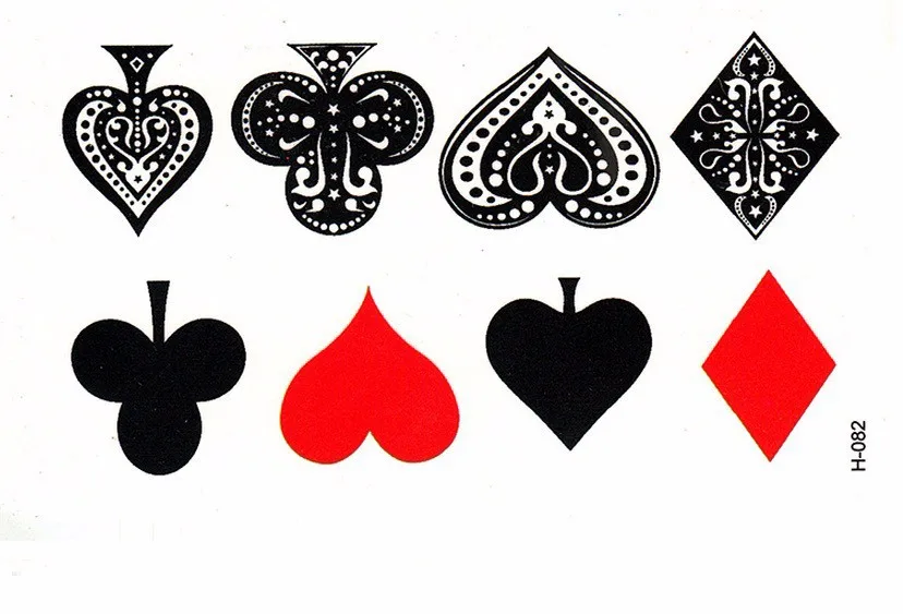 10 шт. моделирование покер пики сердца мужчин и женщин водонепроницаемый одноразовые татуировки покрытия прочный татуировки шрамов