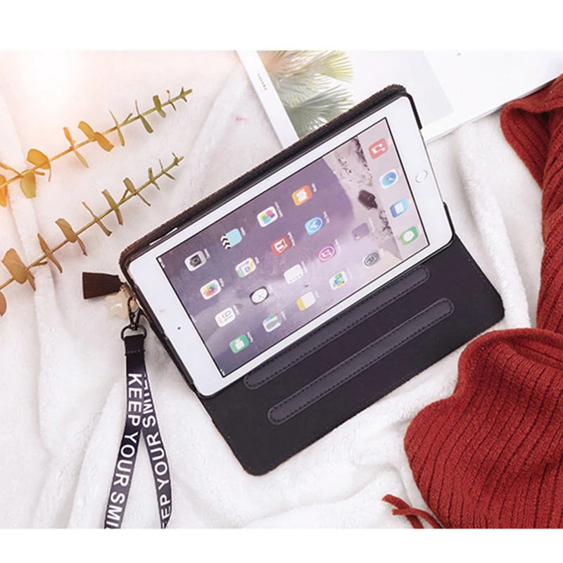 For Ipad Air 2 Case PU Leather Star Lanyard Smart Flip Stand Crazy Horse Screen Protector Cover for Apple Gadget A1566 A1567 For Ipad Air 2 Case PU Leather Star Lanyard Smart Flip Stand Crazy Horse Screen Protector Cover for Apple Gadget A1566 A1567