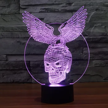 

3D Atmosphere lamp 7 Color Changing Visual illusion LED Decor Lamp Eagle stand Skeleton Home Table Decoration for Child Gift
