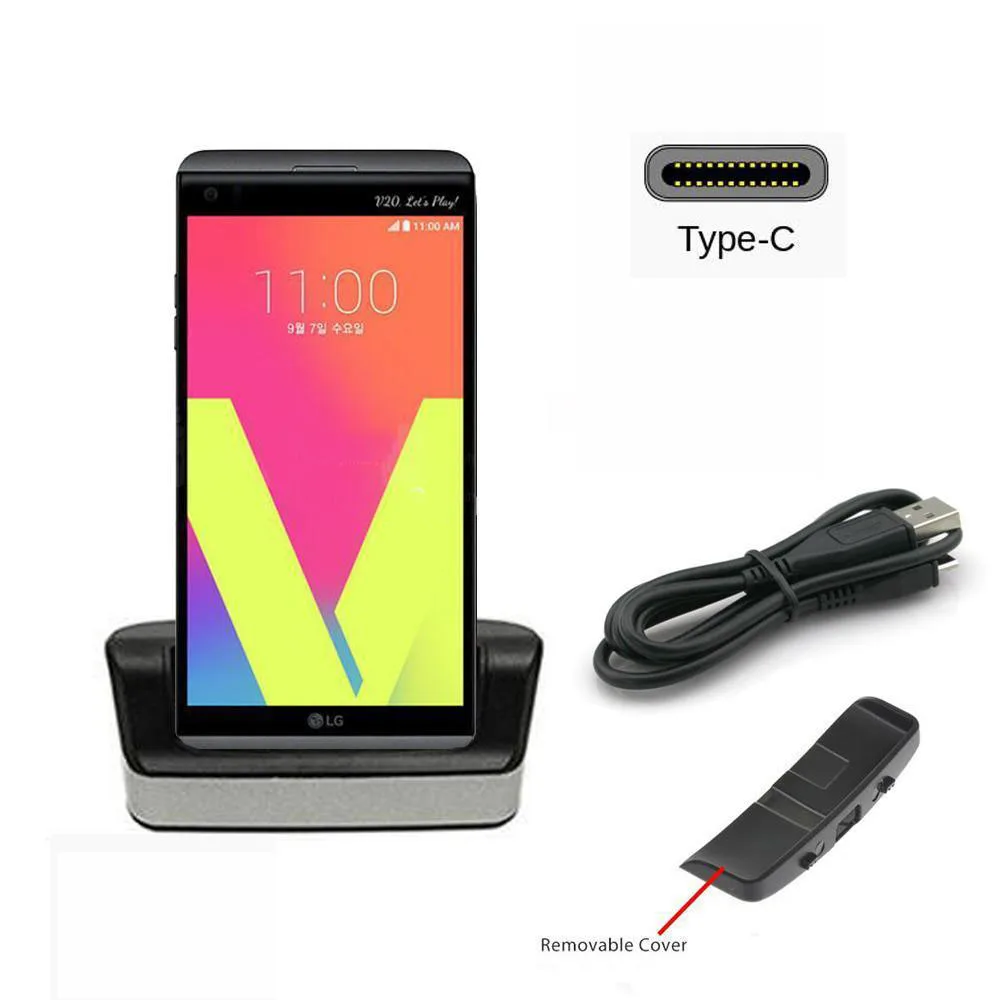 

2 in 1 USB Type C Dock Charger Battery Charger Charging Station Desktop Phone Holder Dock Charger + Micro USB Cable For LG V20