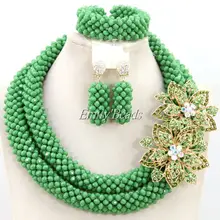 Очаровательные нигерийские бусы ожерелье свадебный комплект ювелирных изделий Африканский костюм хрустальные свадебные бусы комплект ювелирных изделий AMJ454
