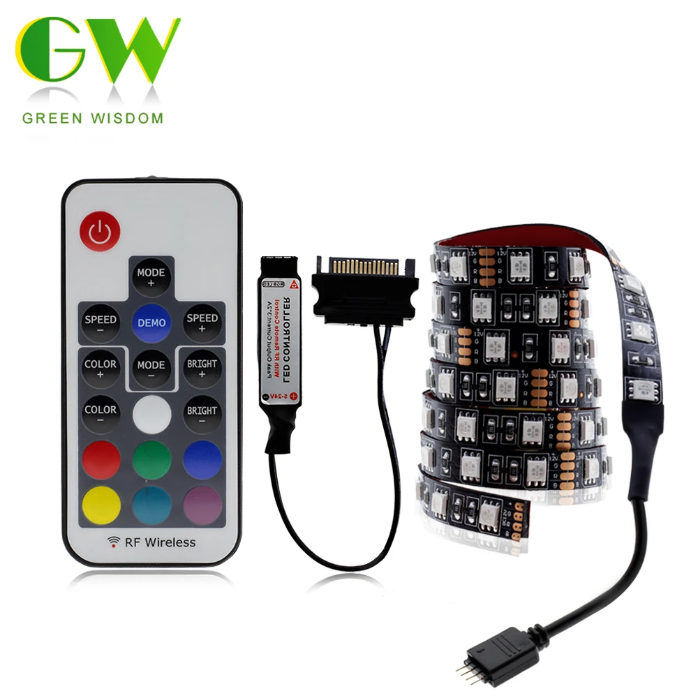 

RGB LED Strip Light Full Kit for PC Computer Case, SATA Power Supply Interface DC12V 5050 LED Light Strip Computer Lighting