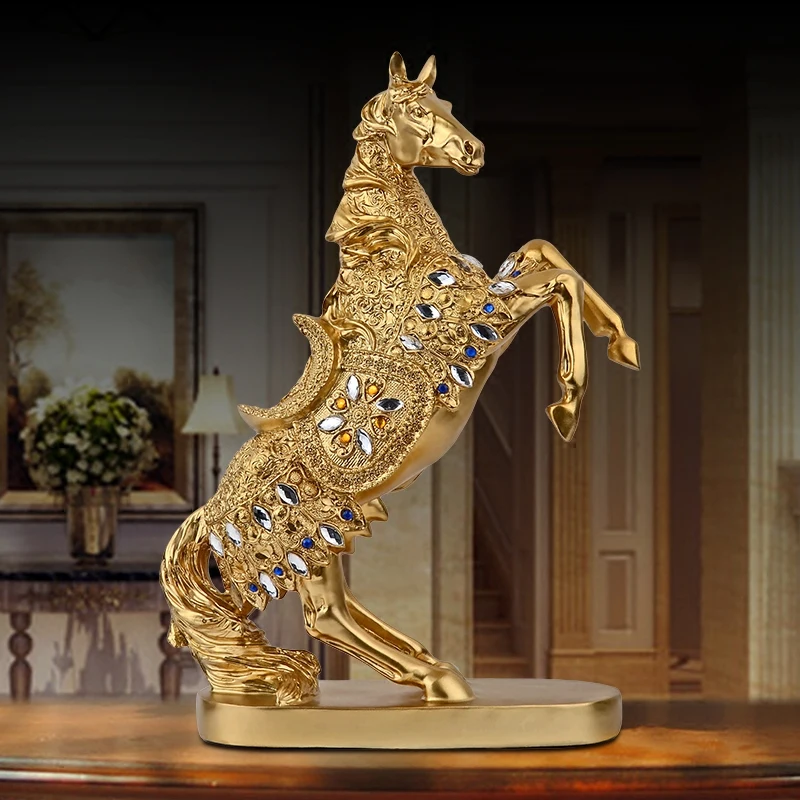 

Handmade Resin Royal noble Steed horse decorative study crafts Chinese style auspicious lucky ornaments Furniture wedding gifts