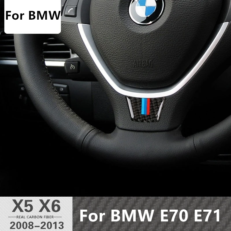 Carbon Fiber Car Steering Wheel Sticker M stripe Emblem Stickers for