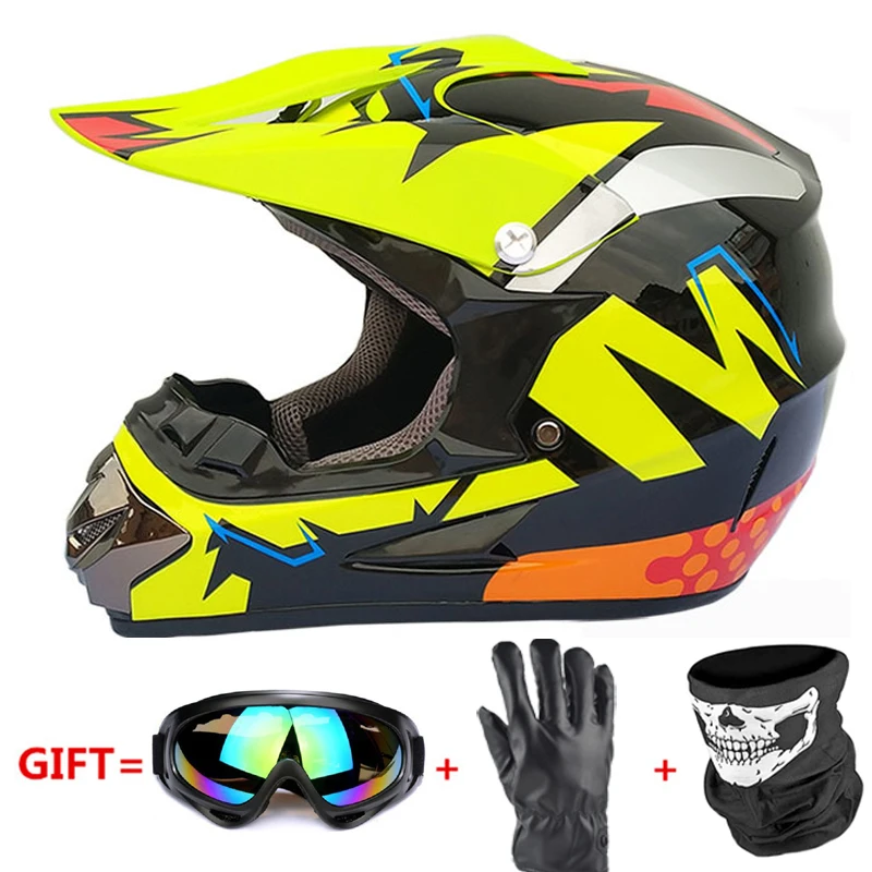 Мотоциклетный шлем полное лицо Casco Moto внедорожный шлем ATV Dirt Bike горные MTB DH Capacete Moto очки шлем для мотокросса - Цвет: yellow