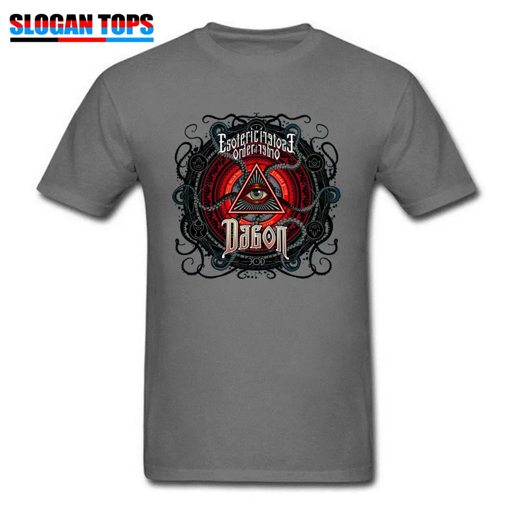 Tops & Tees Simple Style Summer Autumn On Sale cosie Short Sleeve 100% Cotton Round Neck Mens T-shirts cosie Tops Shirt Lovecraft Esoteric Order of Dagon 21033 carbon