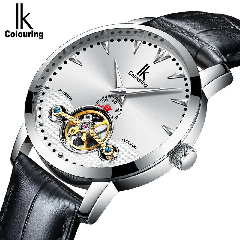 

Original IK Watch Business Men's Watches Automatic Tourbillion Mechanical Wristwatch Genuine Leather Army Gift Box Free Ship