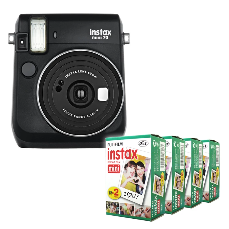 Камера моментальной печати Fujifilm Instax Mini 70 черная со стильным плечевым ремнем + Fuji 80