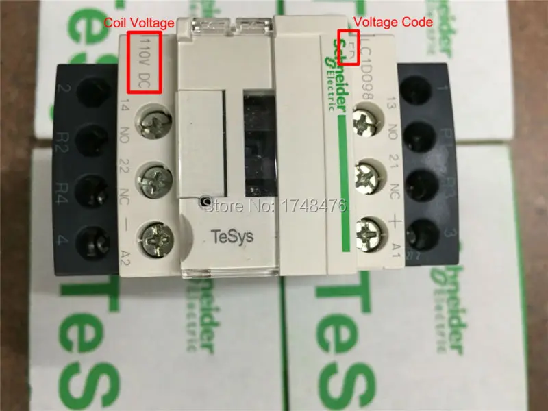 

TeSys D Contactor 4P 2NO+2NC 20A LC1D098 LC1D098GD LC1-D098GD 125V DC Coil