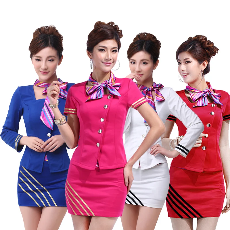 

Newest style fashion sexy Multi-color Hotel Work Clothes Summer Beauty Beautician Front Cashier Stewardess Skirt Uniform