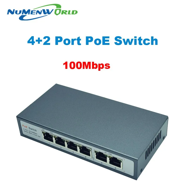 48 в PoE witch 4+ 2 порта настольный Быстрый Ethernet коммутатор для Dahua Hikvi сетевой камеры s 4CH IP камеры POES