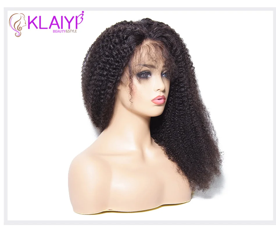 Klaiyi человеческие волосы парики афро кудрявый парик для женщин 8-24 дюймов бразильские волосы remy 13X4 фронтальные натуральные волосы линия 150%