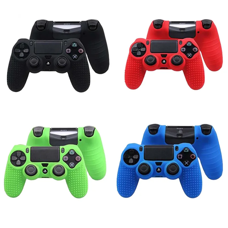 

CHICLITS For Sony PS4 Slim/Pro Controller Cover Case For Dualshock 4 Case Studded Dots Silicone Rubber Gel Skin Red Blue BLACK