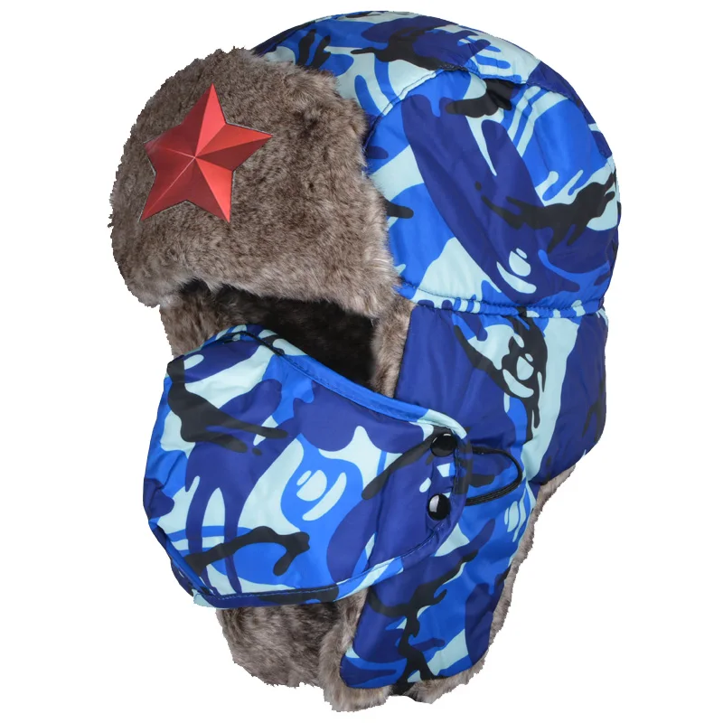 Red star bomber hat Aviator Outdoor Camouflage Lei Feng hat Winter mask
