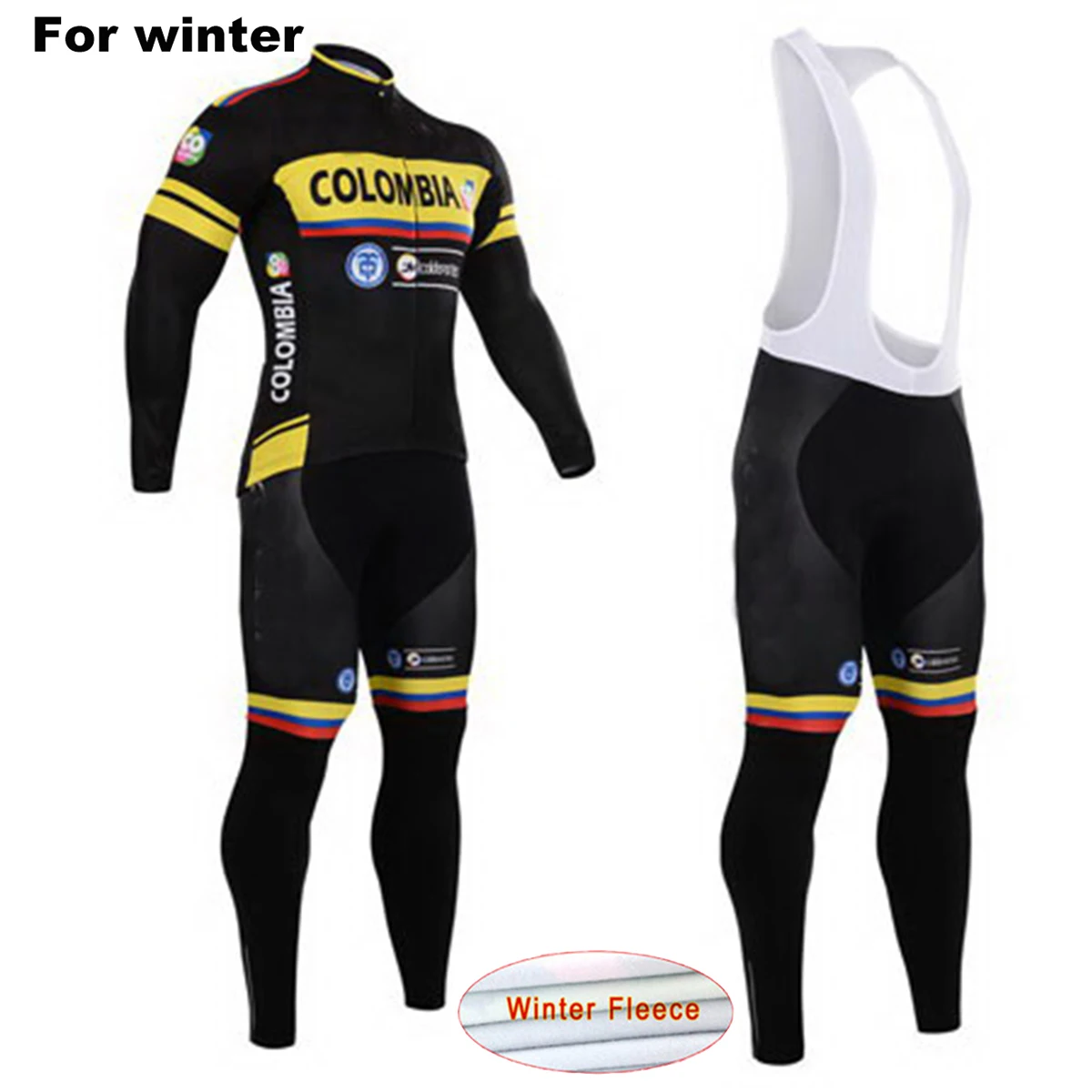 COLOMBIA Thermal Fleece Winter Pro Team Cycling Jersey Set Men`s Warm