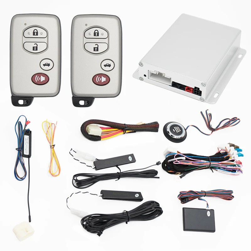 

Hopping Code Car Alarm System PKE Keyless Entry Central Locking Push Button Engine Ignition Start/Stop Remote Start System Kit