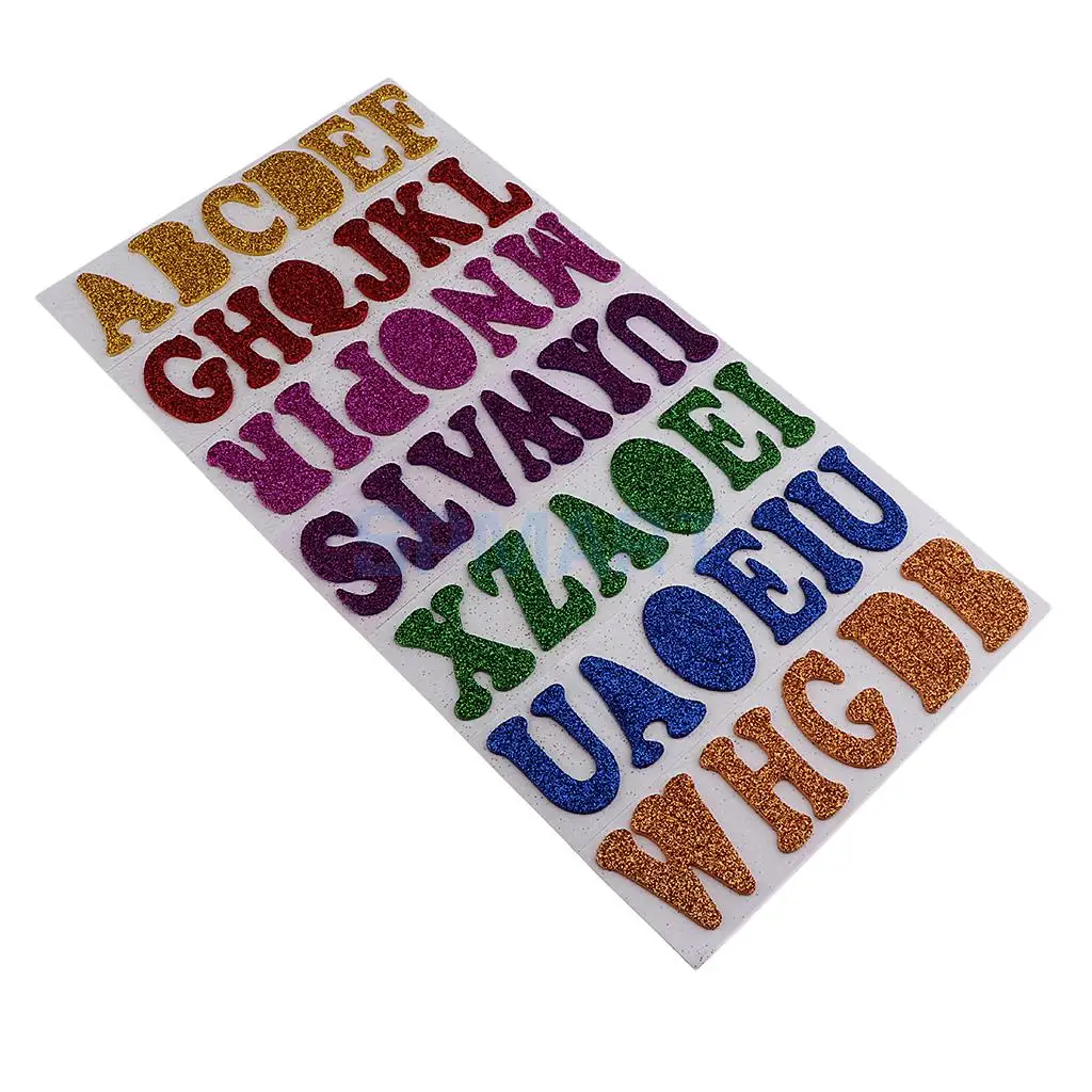 A-Z Alphabet Glitter Sticky Foam Stickers Self Adhesive Letter Sticker for Scrapbooking Card Art Craft Kids Fun Sticker Toys DIY