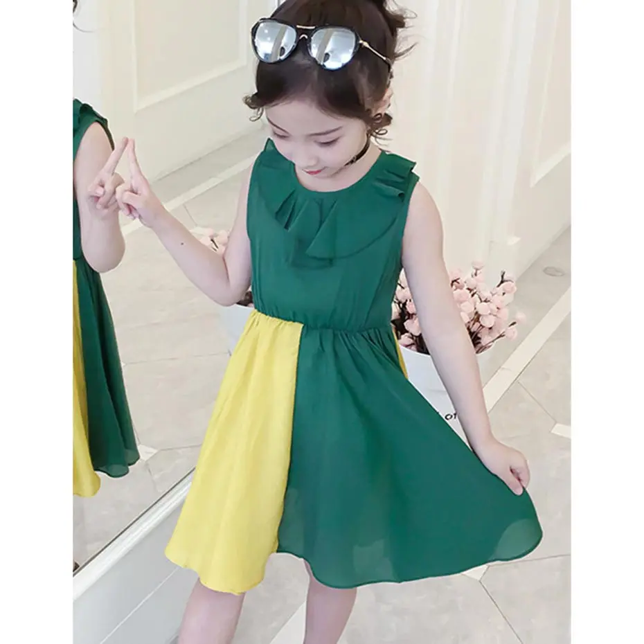 

Dresses For Girls Patchwork Summer Dress Kids Sleeveless Dress Girls Teenage Kids Girls Clothes 6 8 10 12 13 14 Year
