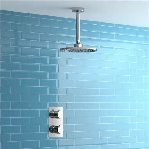 

8" Round Mixer Shower Ceiling Head Thermostatic Chrome Valve Bathroom Set