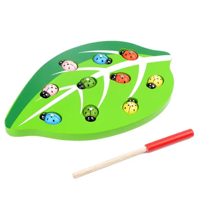 Деревянная Магнитная Божья коровка ловушка для насекомых цветная форма образовательные игрушки родитель-ребенок Интерактивная игрушка Дети Обучающие и обучающие игрушки