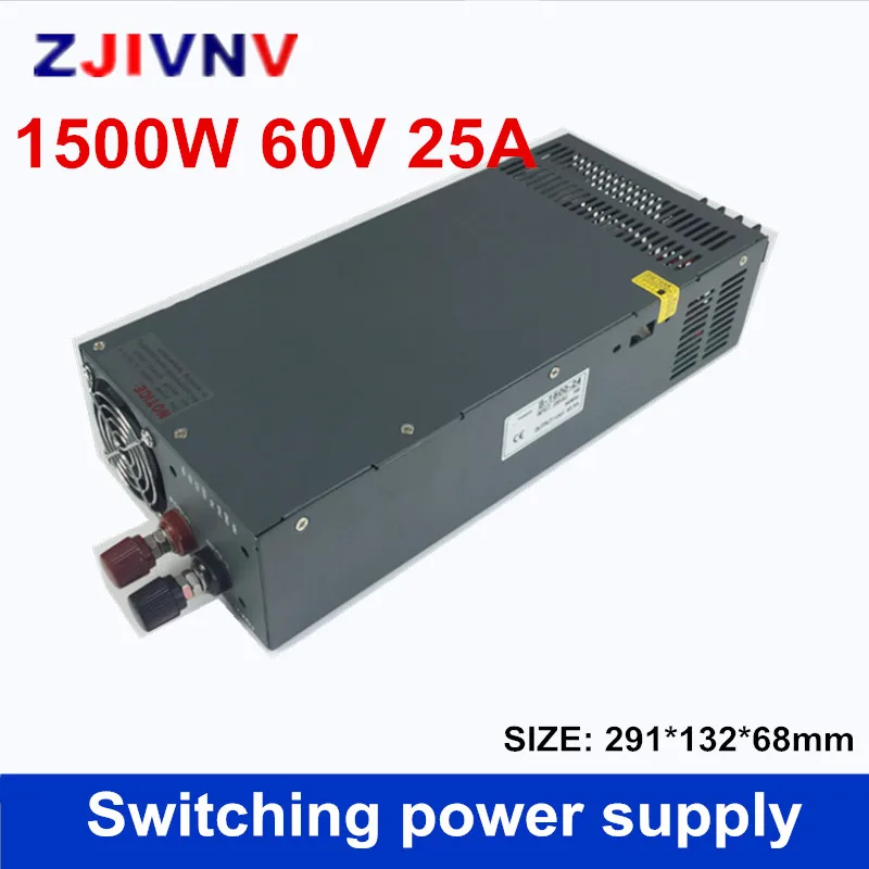 

Regulated DC 60V 25A 1500W Switch Power Supply Driver Transformer 110V 220V AC to DC 60V SMPS for Stepper CNC CCTV 3D Printer