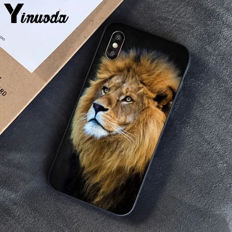 Yinuoda Lion tiger Модный милый животный черный чехол для телефона чехол для Apple iPhone 8 7 6 6S Plus X XS MAX 5 5S SE XR чехлы