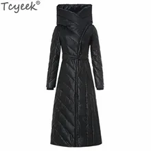Tcyeek, новая мода, теплые женские зимние куртки, 85% белый утиный пух, куртка, женские длинные парки, пальто, черная верхняя одежда CJ423