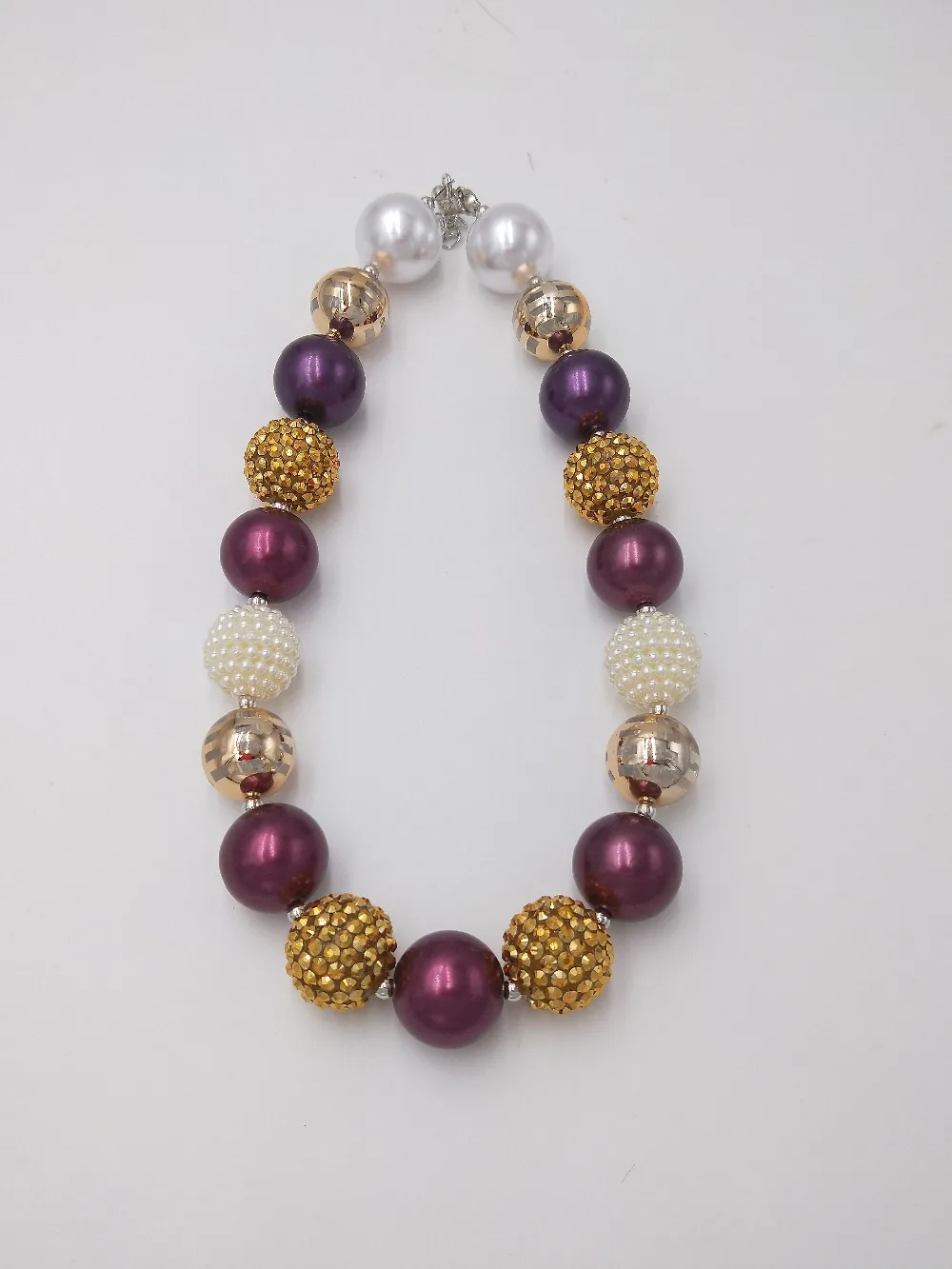 

New Arrival Baby Girls Chunky Beaded Necklace Gold Rhinestone Beads Kids Bubblegum Necklaces Birthday Gifts Jewelry For Children