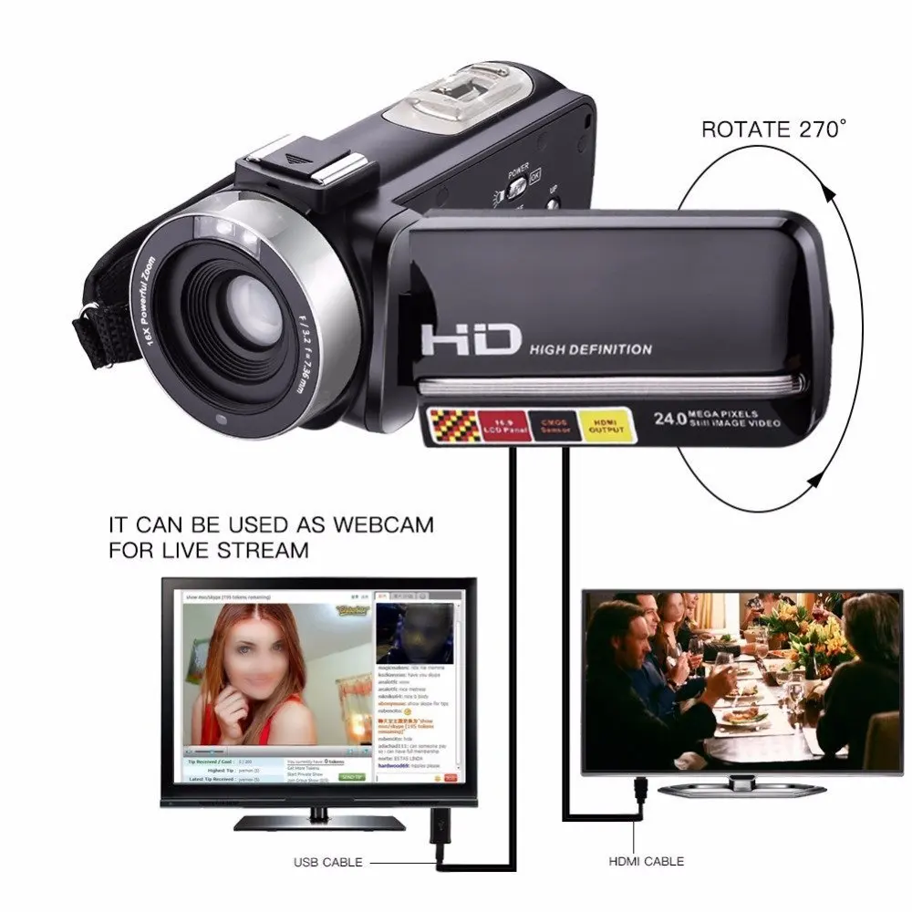 HDV-301M профессиональная цифровая фотокамера Full HD 1080 P Цифровая видеокамера инфракрасного ночного видения HD сенсорный экран