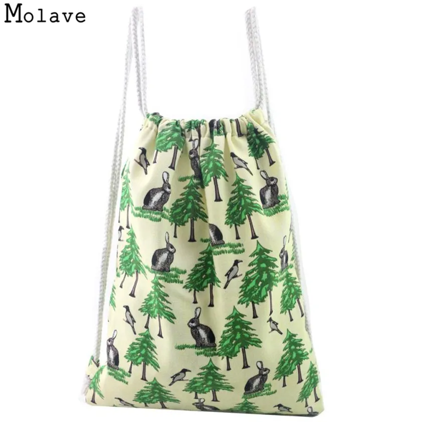 

Naivety Unisex Rabbit Prints Backpack Animal Printing Drawstring Bags 28S7901 drop shipping