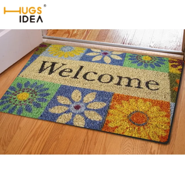 Hugsidea Soft Flannel Carpet For Living Room Bathroom Kitchen Hugsidea Soft Flannel Carpet For Living Room Bathroom Kitchen Welcome Design Non Slip Area