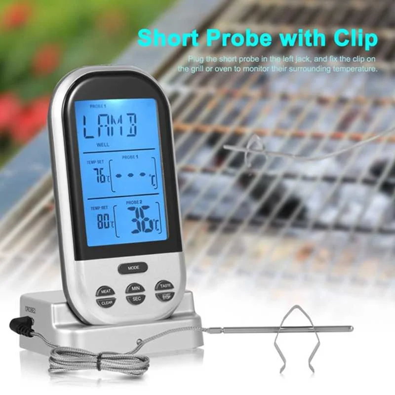 

Digital Meat Kitchen Thermometer Wireless BBQ Cook Temperature Gauge BBQ Thermometer 2 Stainless Probe Temperature Kitchen Tools