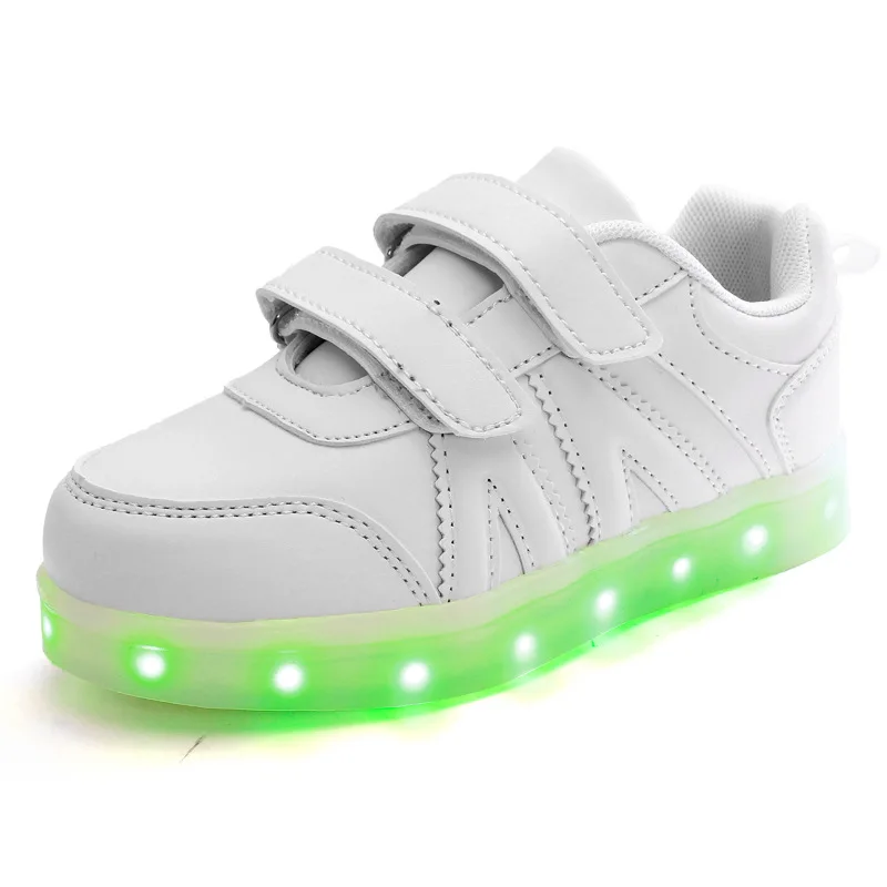 25-35 размер USB загрузки корзина Led детская обувь с люминесцентами дети случайные мальчики и девочки легкие кроссовки светящиеся обуви enfant - Цвет: Коричневый