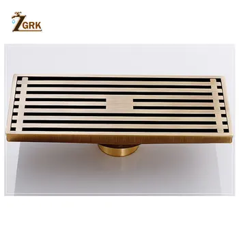 

ZGRK Shower Drain Antique Solid Brass Floor Drain Cover Strainer Bathroom Bath Accessories Art Carved Square Drains