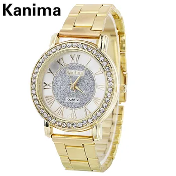 

Kanima Roman Numerals Fashion Gold Women Wrist Watches Top luxury Brand Female Quartz Clock Ladies Wristwatches Montres Femmes