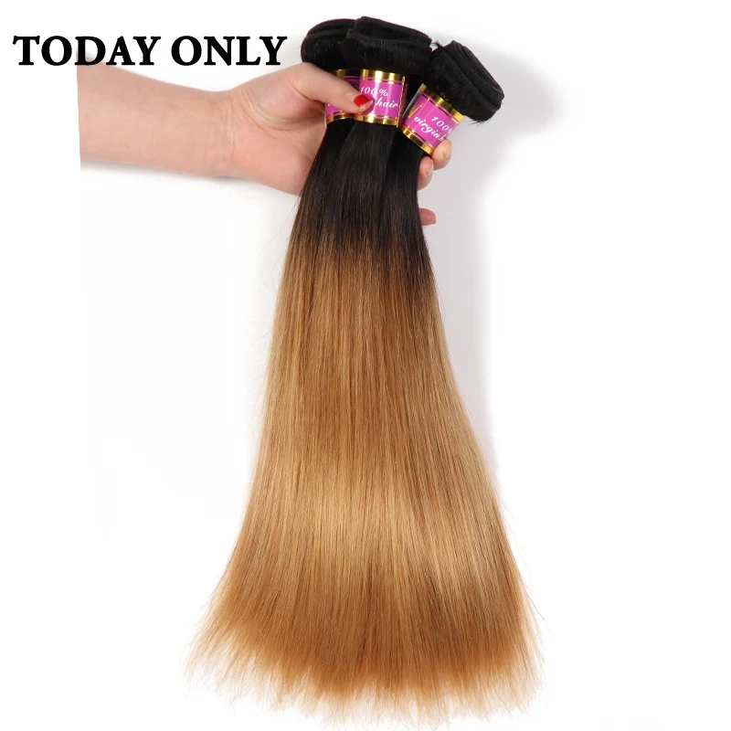 Today Only Blonde Brazilian Straight font b Hair b font Weave Bundles Ombre font b Human