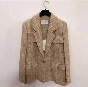 Svoryxiu дизайнерское роскошное осенне-зимнее пальто верхняя одежда женская Зубчатый воротник шелковая подкладка на одной пуговице куртки пальто - Цвет: Многоцветный