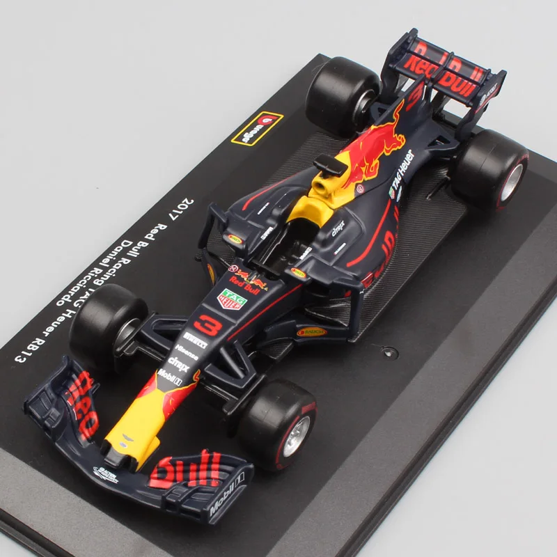 Veículos de Brinquedo em Miniatura Bburago Bull Racing Rb13 n° 3 Daniel 33 Diecasts Racer & Modelo Escala Carros Crianças 1:32 Red 7 Brinquedos e hobbies