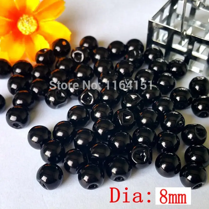 50pcs/lot bulk black pearl button 8mm/10mm/12mm plastic imitation pearl button garment sewing decoration accessories