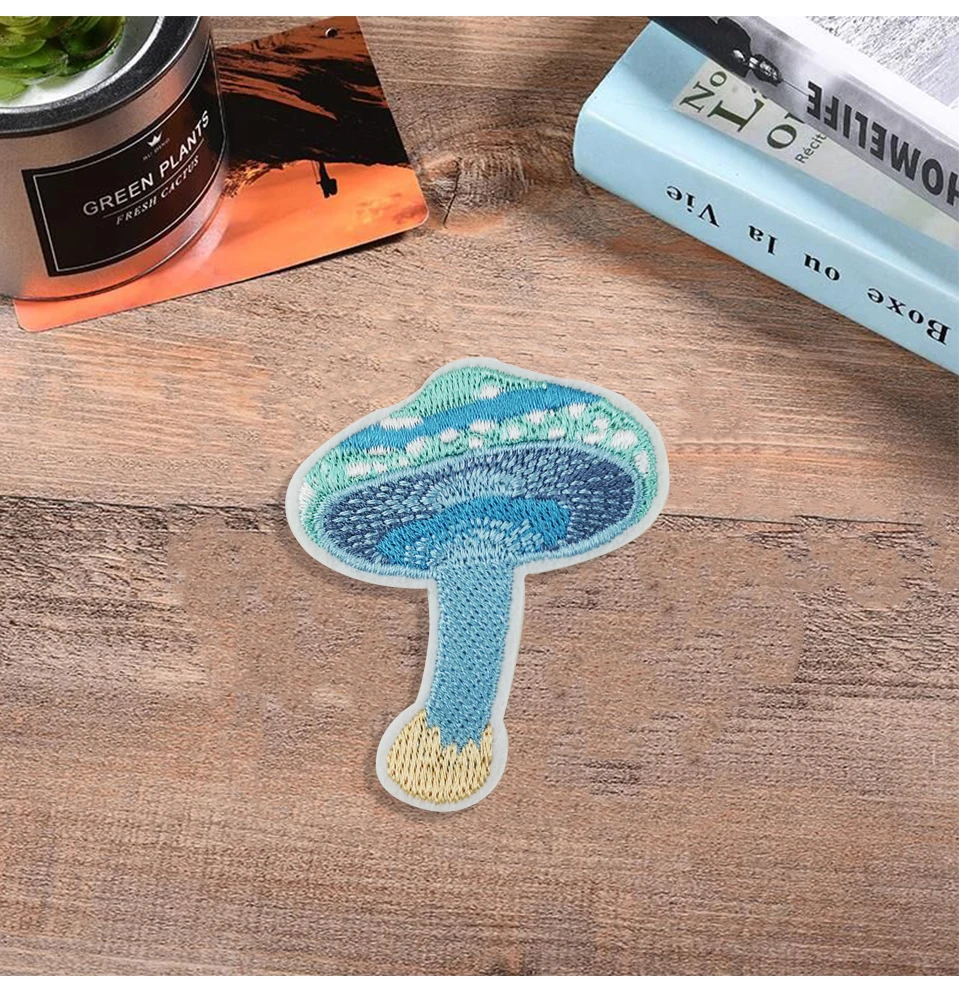 Iron On Patches Kids Cute DIY Stripe Mushroom Patch Small Size Embroidery Badges For Clothes Clothing Fabric Garment (9)