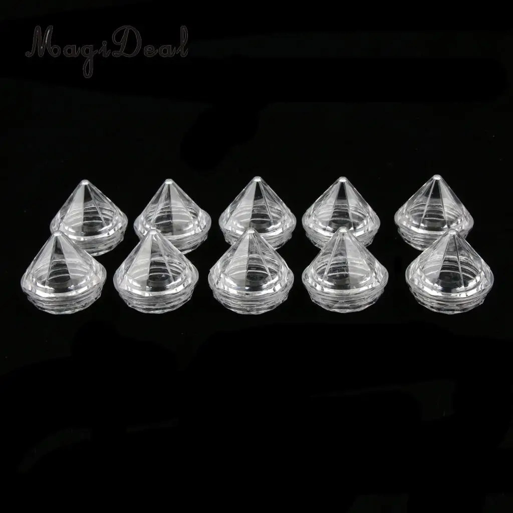 10pcs Mini Diamond Shape Refillable Empty Lotion Cream Balm Container Jar Nail Art Pots Holder 5g