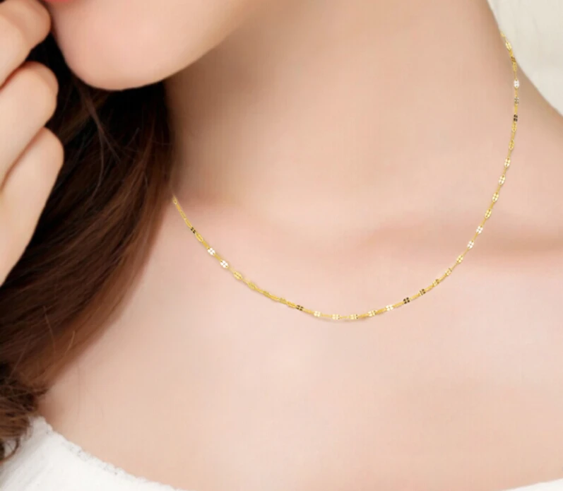 Solid Yellow Gold Chain Necklace/ New 