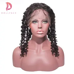 Dollface глубокие волны индийского волос 360 Кружева Фронтальная застежка предварительно сорвал с для волос человеческих волос Бесплатная