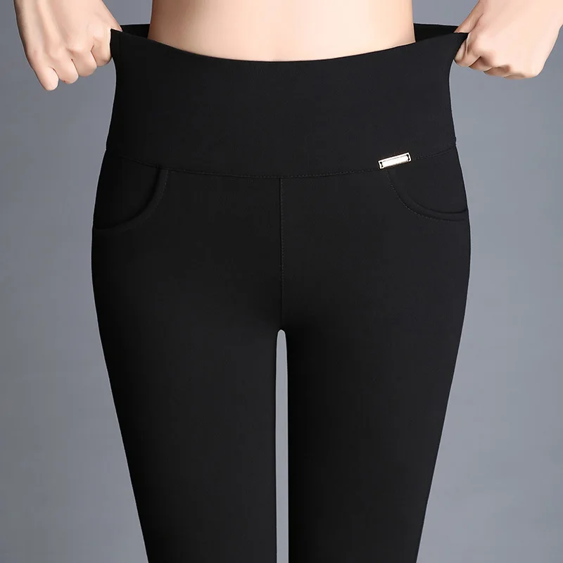 

Female Pencil Pants 2019 Spring and autumn models black high waist stretch large size small feet casual women's trousers DJ005